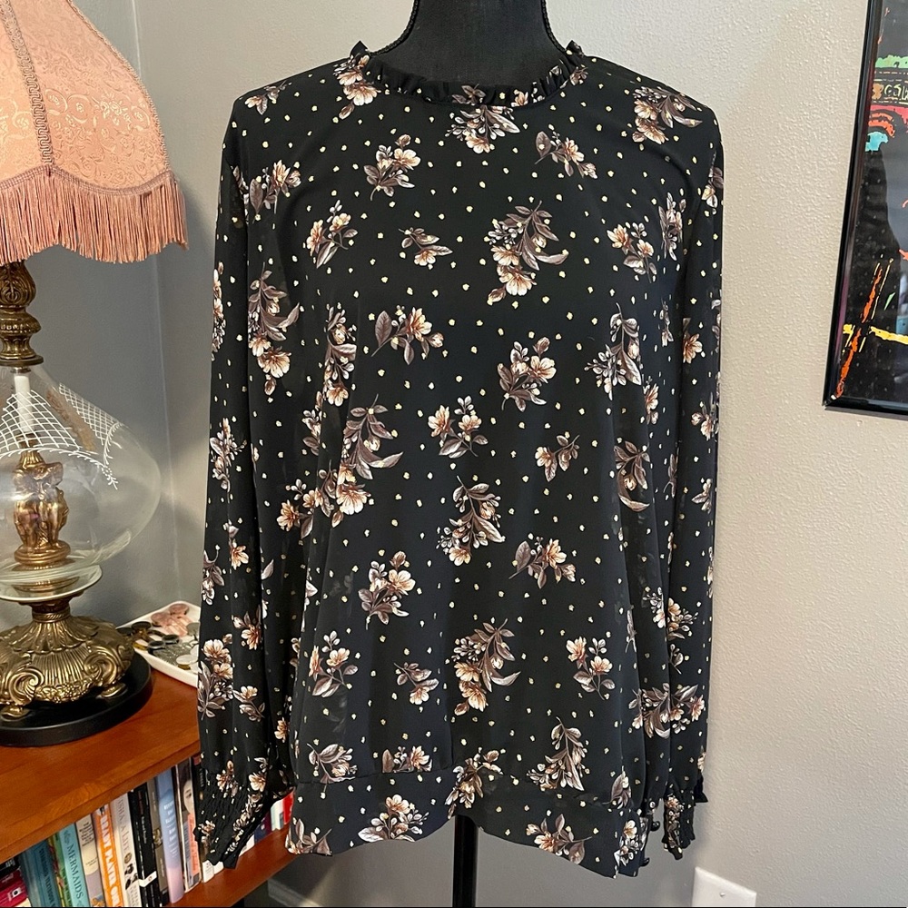 Maurice’s XXL Blouse with Gold Foil Polka Dots